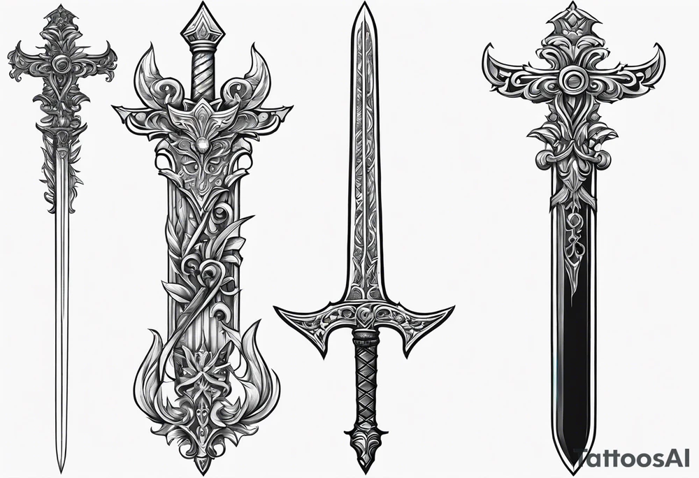 Draw a vertical sword, No extra details tattoo idea