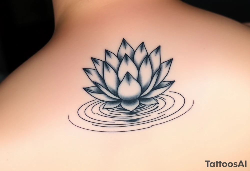 serene lotus flower emerging from sacred waters with ripples tattoo idea