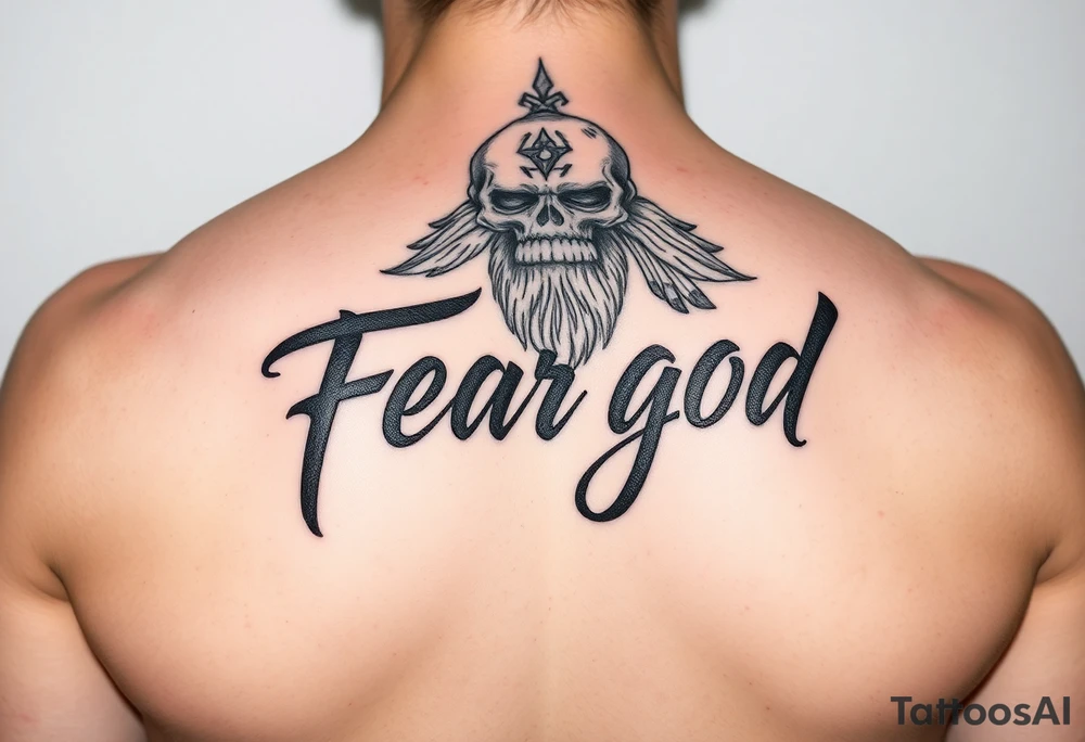 Fear god in cursive tattoo idea