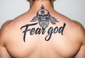 Fear god in cursive tattoo idea