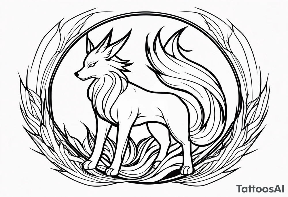 Ninetails facing forward, minimalistic design tattoo idea