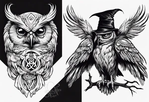 The demon Stolas in his owl and raven form tattoo idea