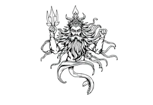 god of sea under water tattoo idea