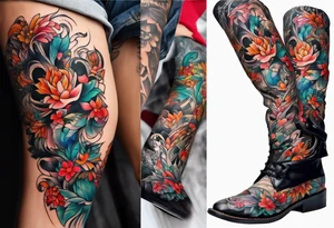 Full leg tattoo sleeve square tattoo idea