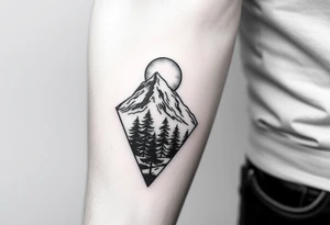 Pikes peak with trees and moon in an arrowhead tattoo idea
