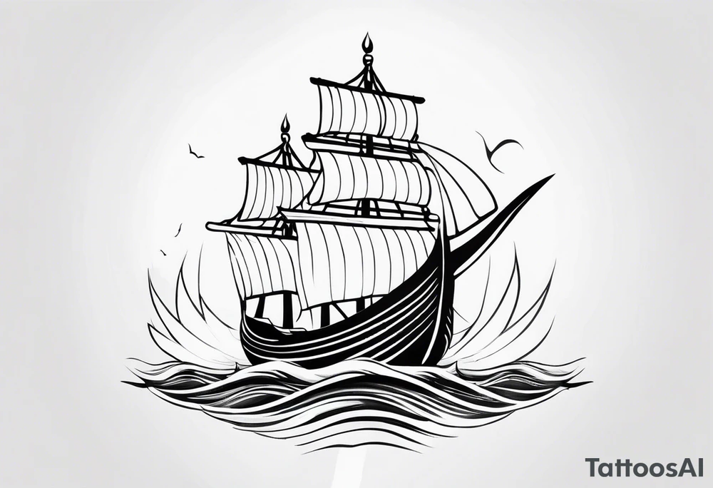 Viking Ship Voyage tattoo idea