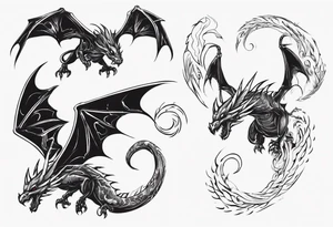 a wyvern flying down towards its rider tattoo idea