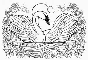 Swan outline from The Swan Princess movie incorporating a daisy flower tattoo idea