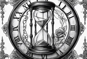 marcus auralieus with hourglass clock, death, love, fate, life tattoo idea
