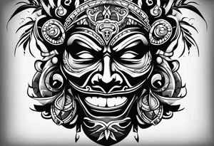 Witch doctor mask flip face tattoo idea