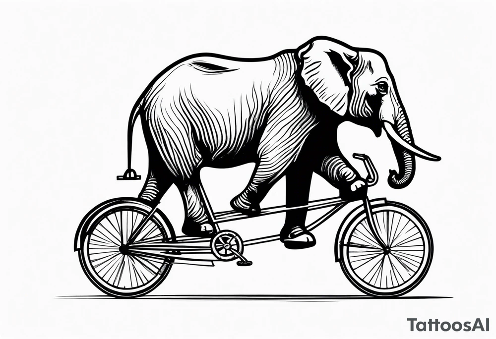 An elephant rides a bicycle tattoo idea