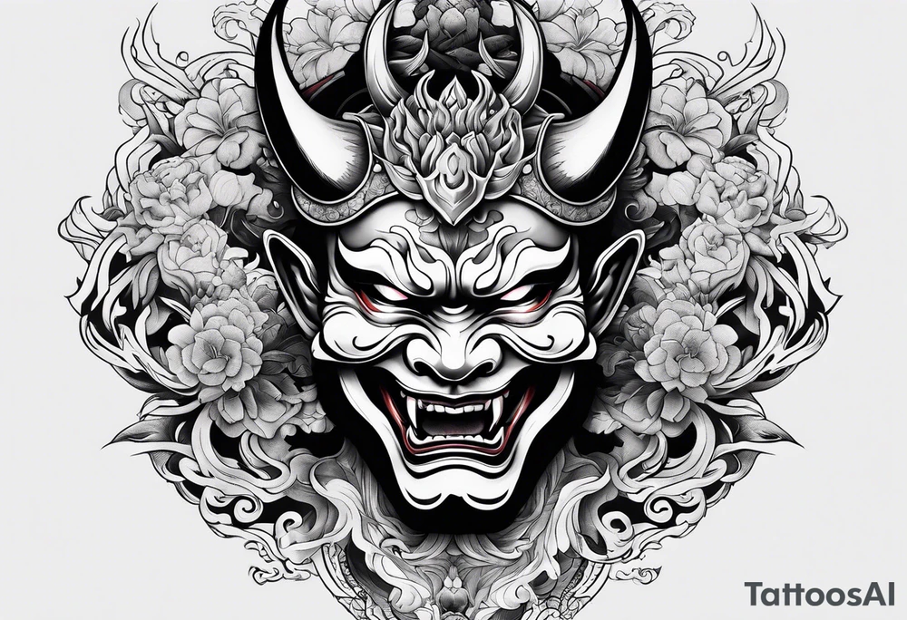 hannya with gueixa and smoke tattoo idea