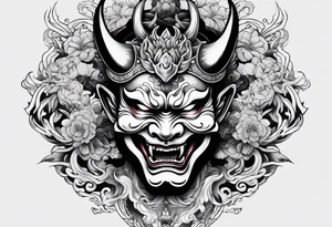 hannya with gueixa and smoke tattoo idea