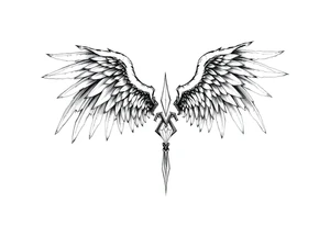 Long Angelwings straight down tattoo idea