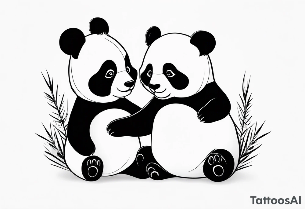 cute panda pair playing tattoo idea