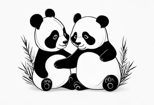 cute panda pair playing tattoo idea