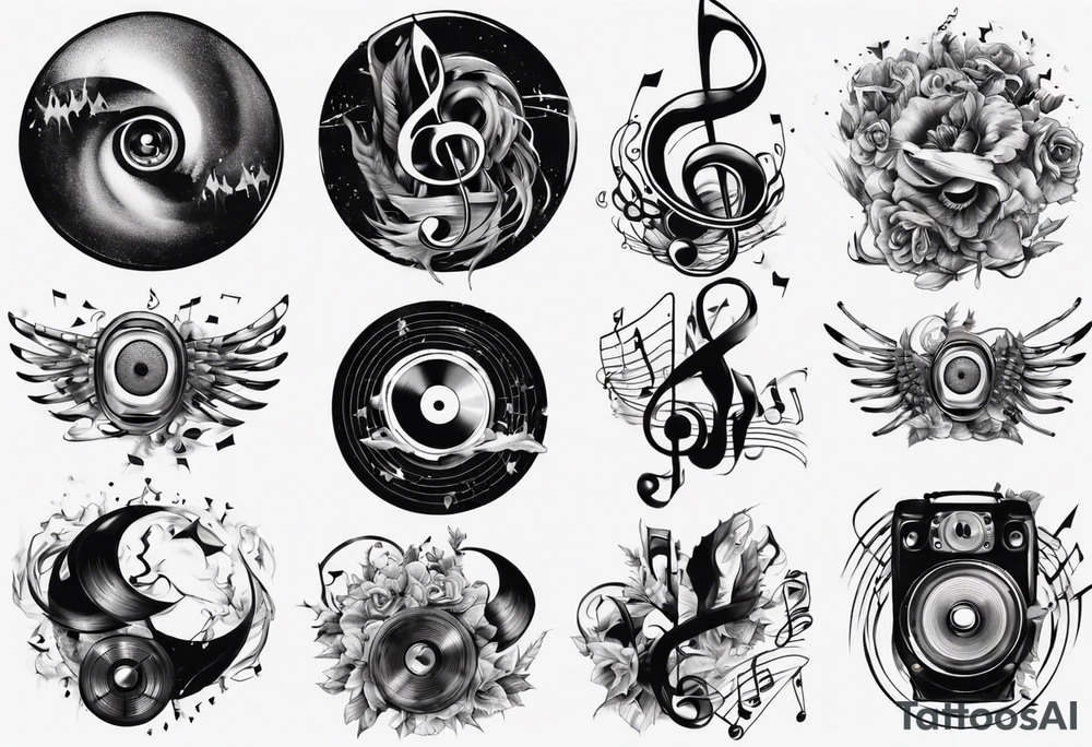 sound music vinyl tattoo idea