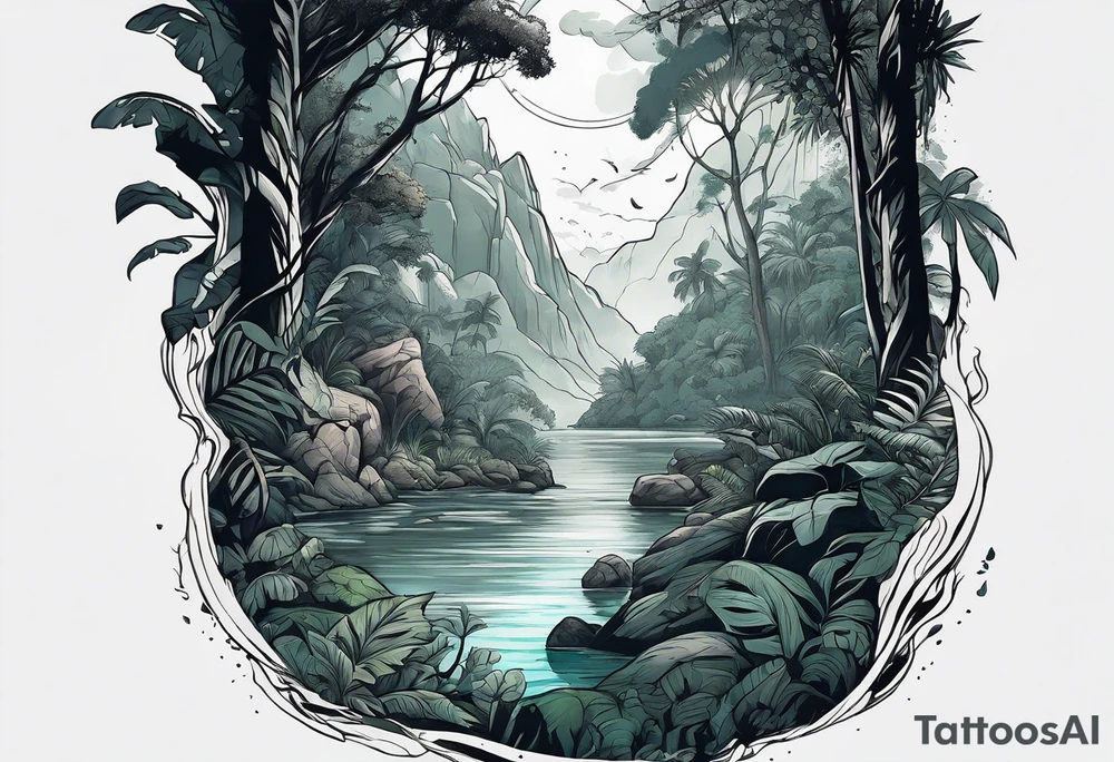 Spelunking jungle tattoo idea