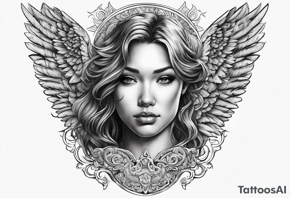 The word Glenn with angel Wings at the side tattoo idea