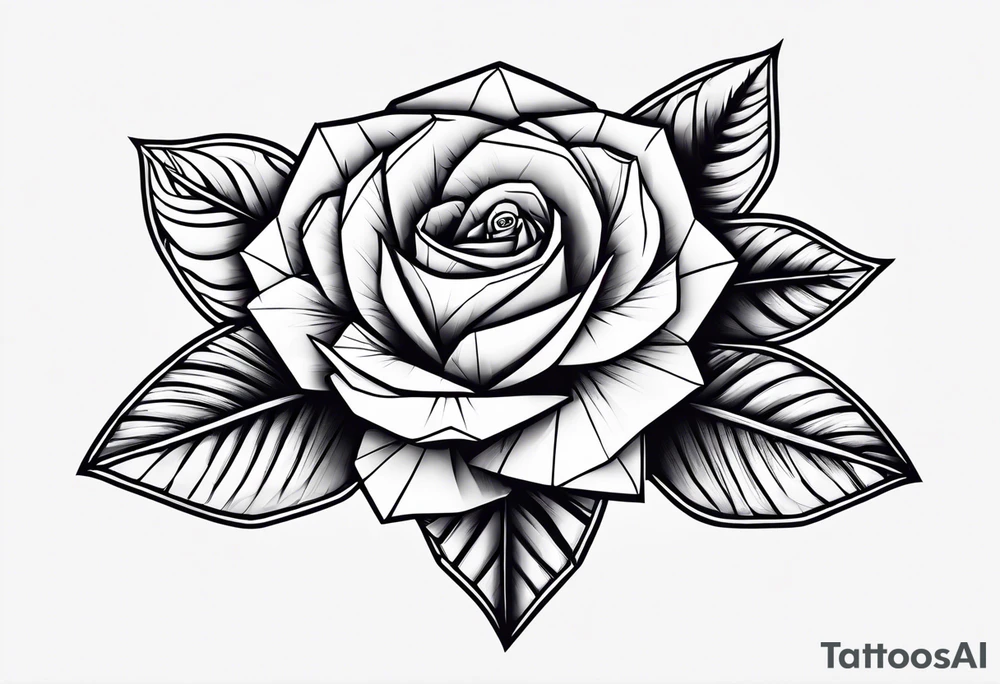 rosa origami con spine intorno tattoo idea