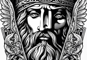 Black and white Jesus cross and angels tattoo sleeve tattoo idea