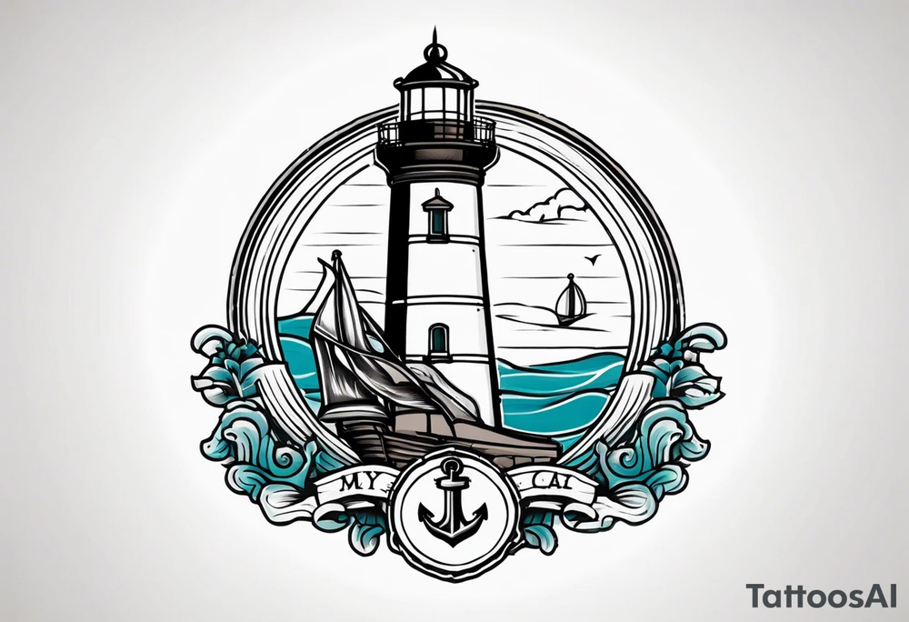 Lighthouse and anchor that says "MY BEACON MY ANCHOR" tattoo idea Lighthouse and anchor that says "MY BEACON MY ANCHOR" tattoo idea