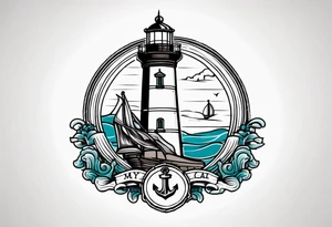 Lighthouse and anchor that says "MY BEACON MY ANCHOR" tattoo idea