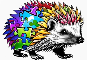 Autism Awareness Hedgehog puzzle piece tattoo idea