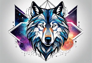 Constellation, two animal wolf, géométric tattoo idea