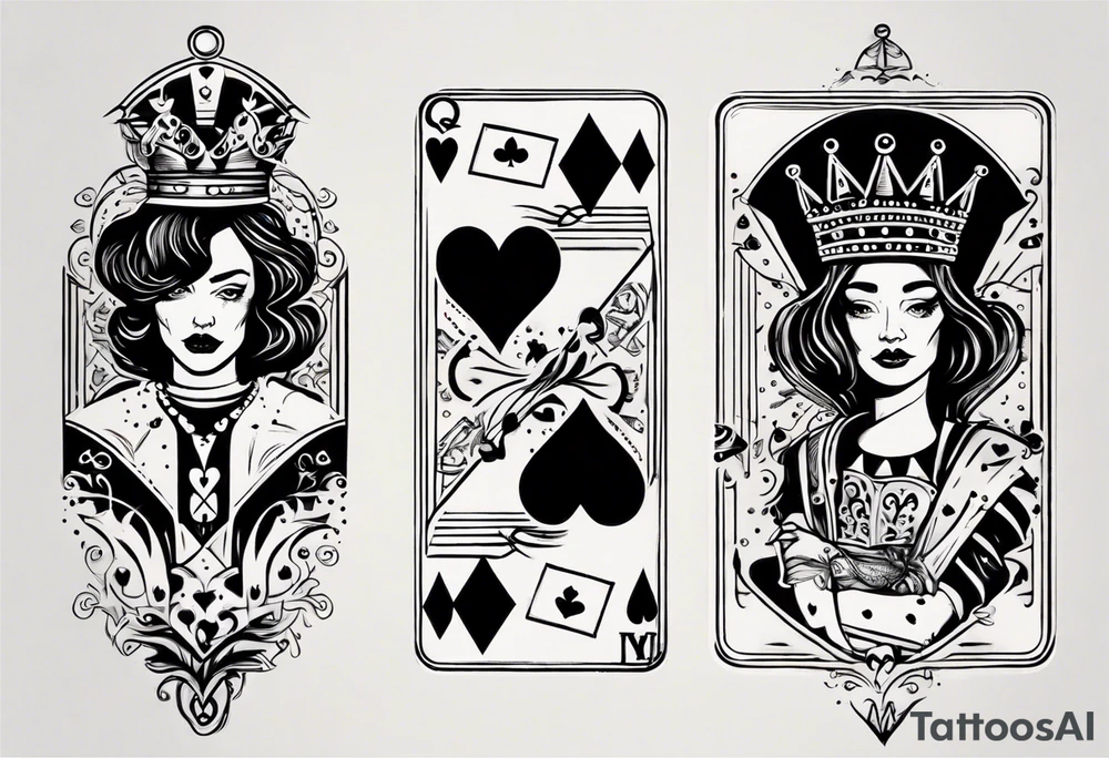 one queen of hearts card tattoo idea