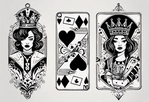 one queen of hearts card tattoo idea