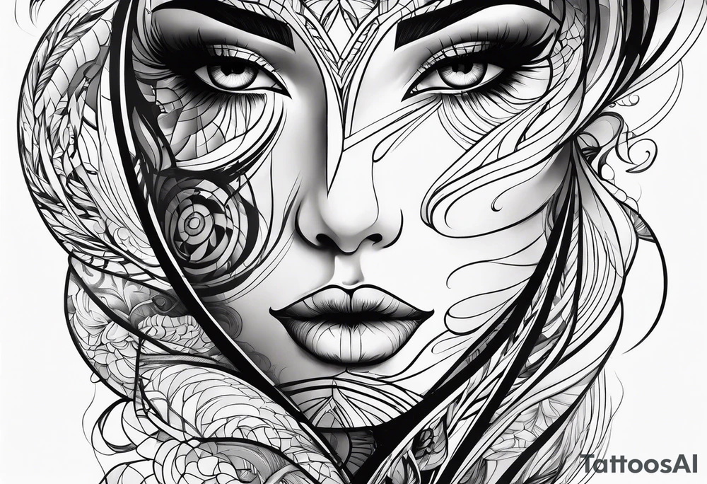 abstraction lines on leg tattoo sketch tattoo idea