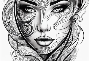 abstraction lines on leg tattoo sketch tattoo idea
