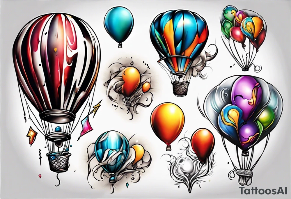 colorfull baloons tattoo idea