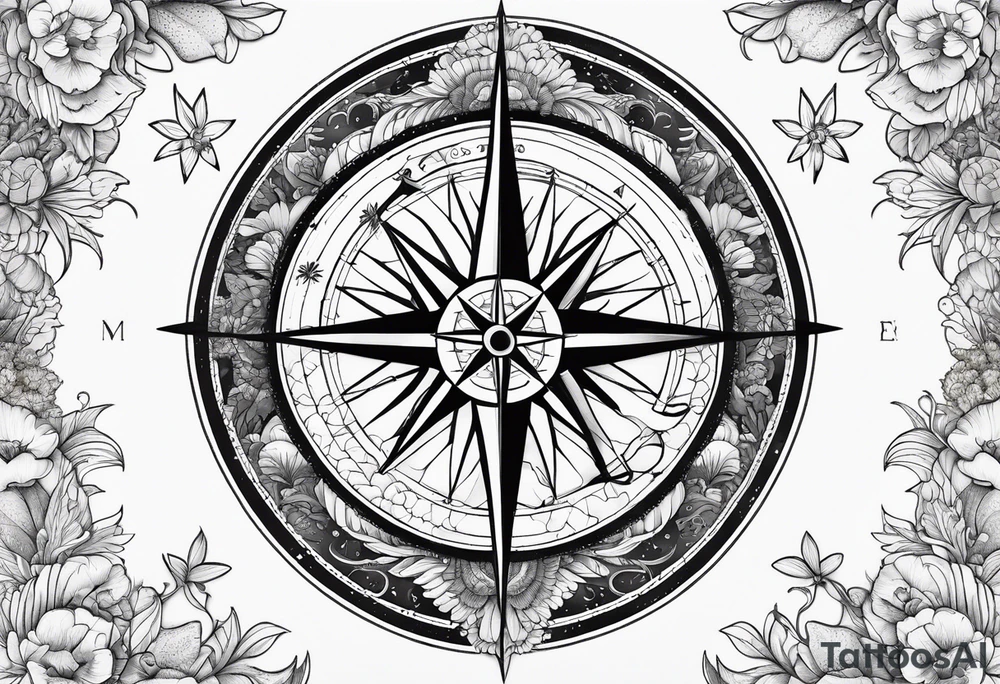 Compass , flower, sea tattoo idea