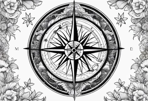 Compass , flower, sea tattoo idea