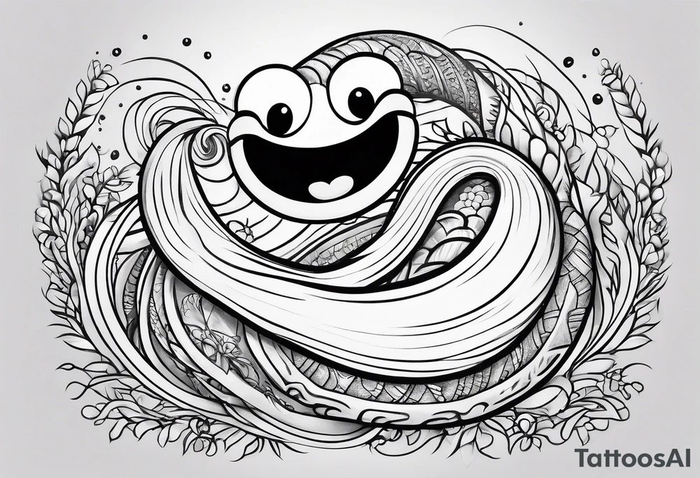 Earthworm with smile tattoo idea