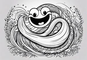 Earthworm with smile tattoo idea