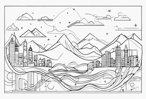 world drawn single line tattoo idea