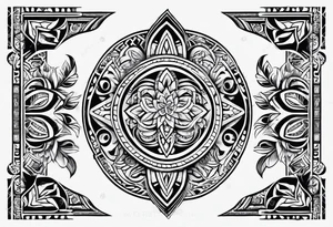 fijian tribal patterns and flowers tattoo idea