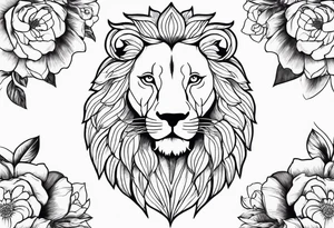 Lion with flowers tattoo idea