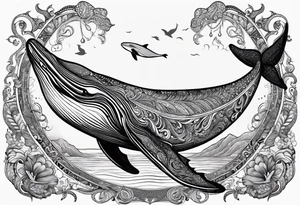 Back Breaching North Pacific humpback whale paisley tattoo idea