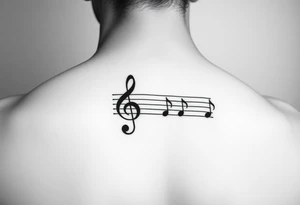 Music staff with treble clef at beginning of line and music notes tattoo idea