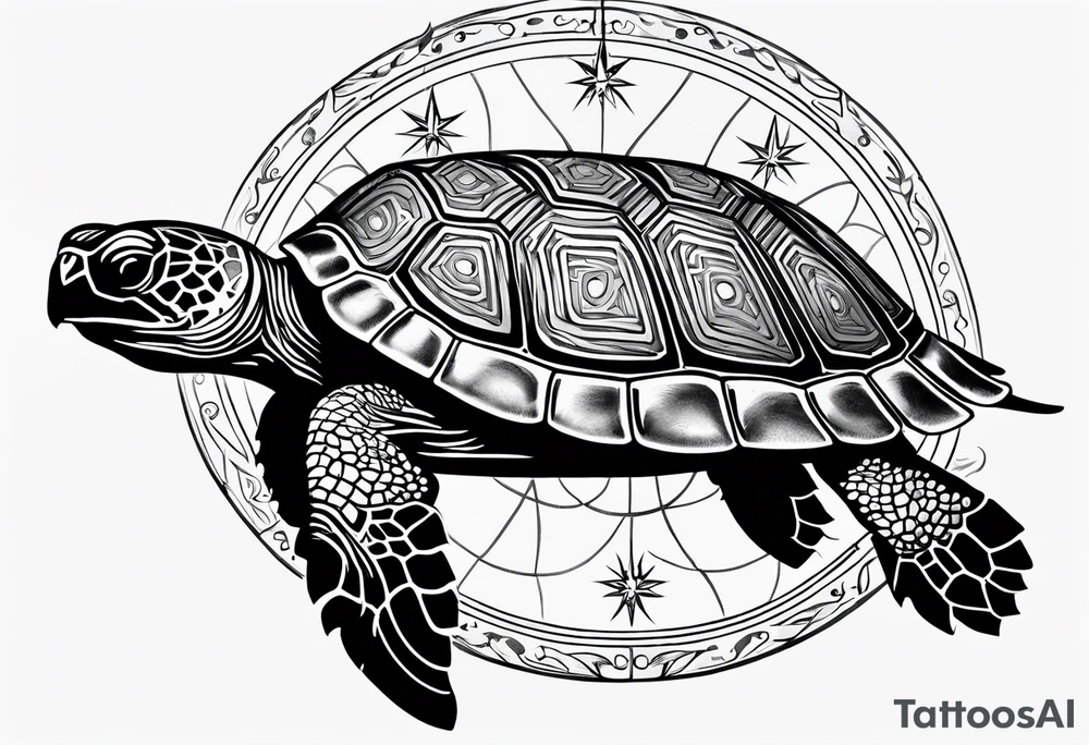 Turtle on a compass tattoo idea