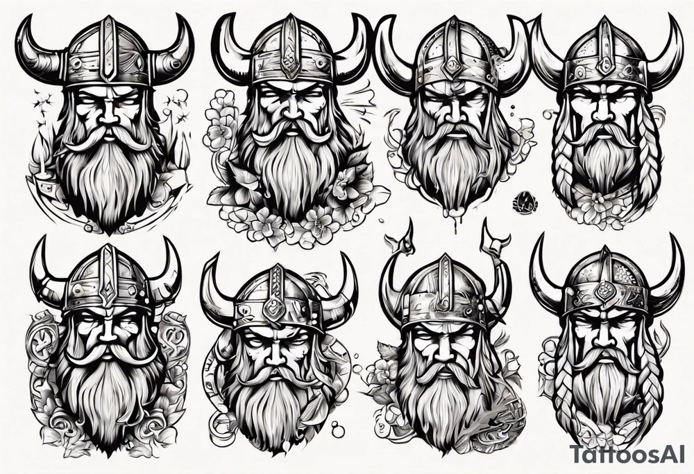viking drinking beer tattoo idea