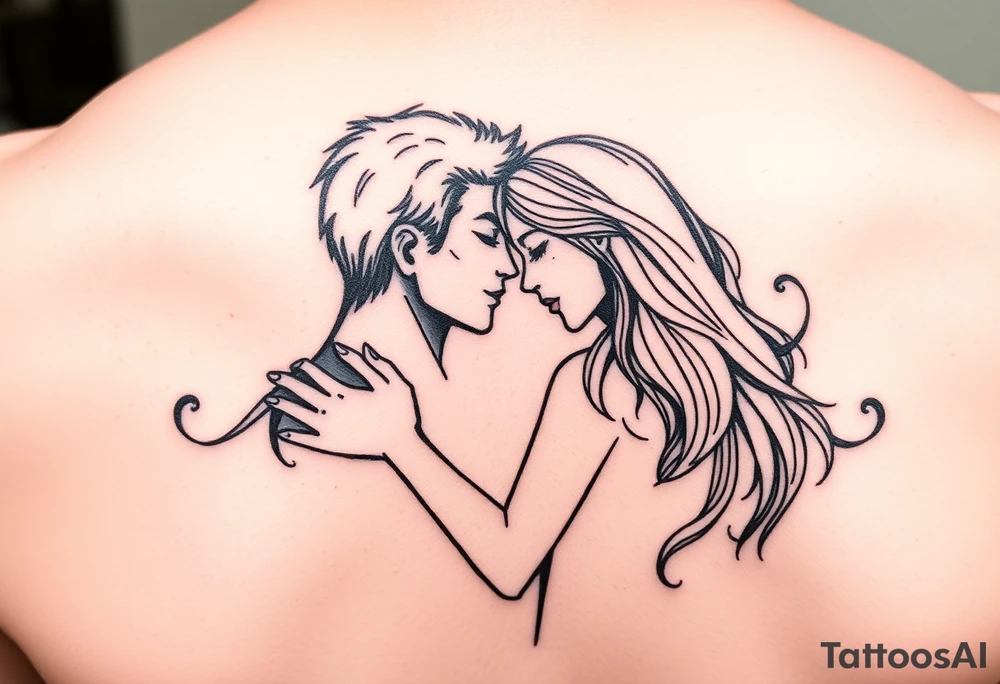 lovers embracing, showing intimacy and a love deeper than words tattoo idea