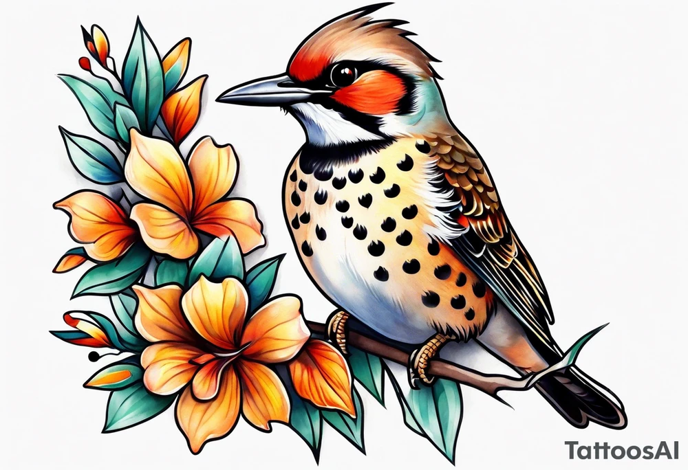 Female flicker bird tattoo idea