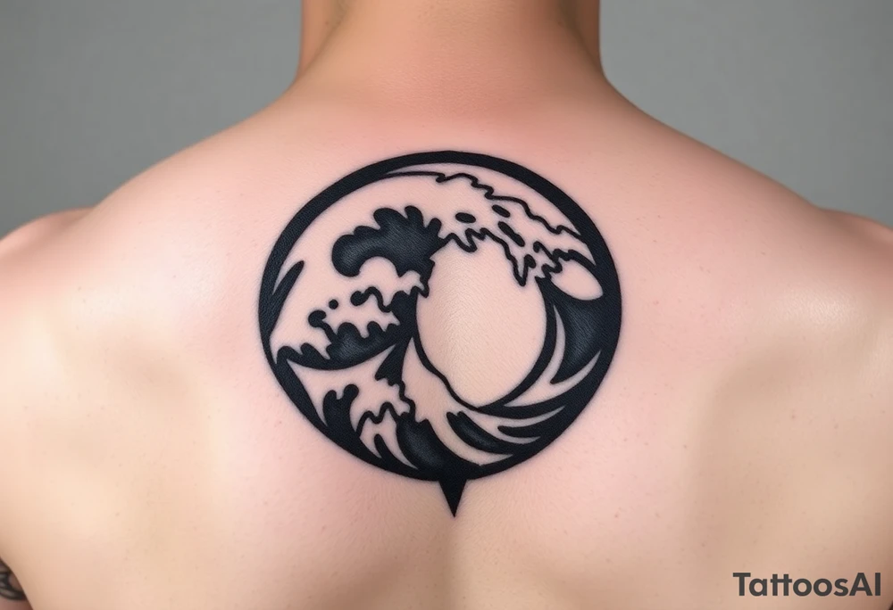 tribal round wave tattoo idea