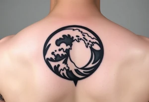 tribal round wave tattoo idea