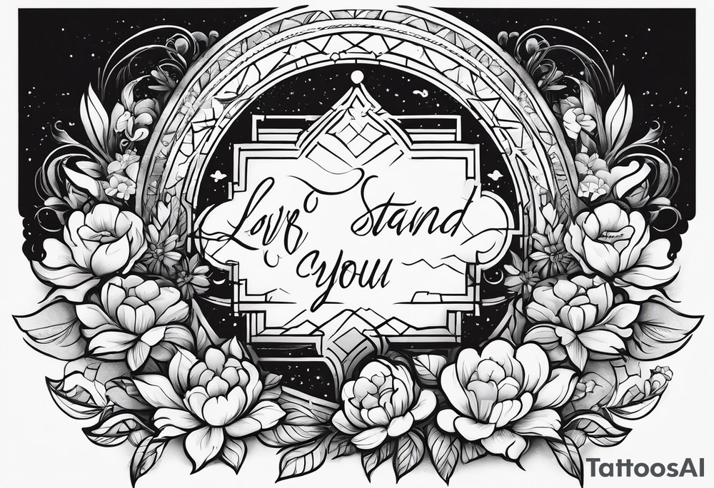 i want the words to be in script saying “the lord will stand with you and give you strength” with clouds and flowers around it tattoo idea